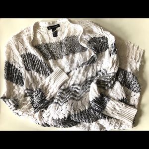 Grey and White Knit Cardigan